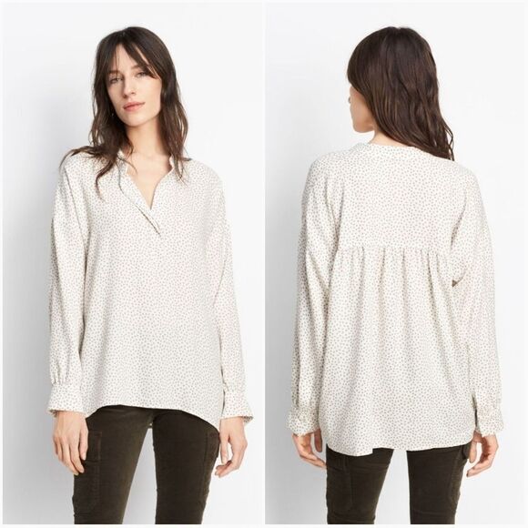 Vince Polka Dot Shirred Drape Pullover - Picture 1 of 8